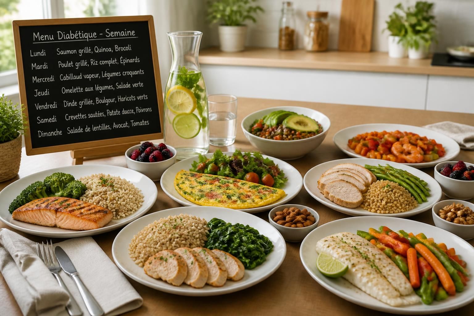 découvrez un menu diabétique équilibré pour une semaine complète, avec des idées de repas sains conçus pour stabiliser votre glycémie et favoriser votre bien-être.