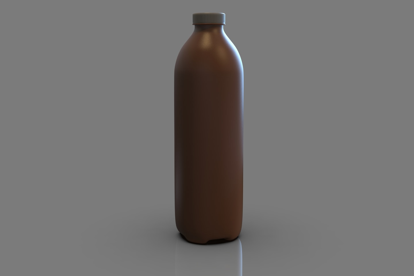 a brown bottle is shown on a gray background